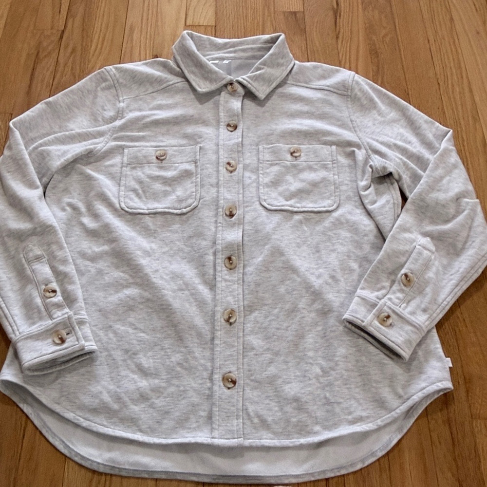 Travis Mathew Heather Light Gray Cloud Fleece Shirt Jacket Shacket Sz L